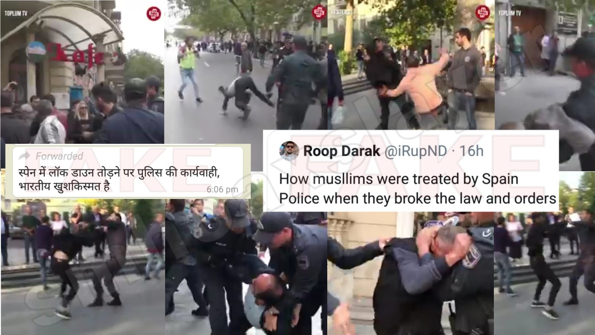 Video of Police beating people is neither related to CoronaVirus nor from Spain.