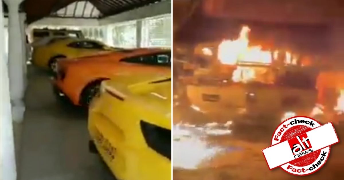 This video of cars torched in Sri Lanka is not from ex-PM Rajapaksa's son's house - Alt News