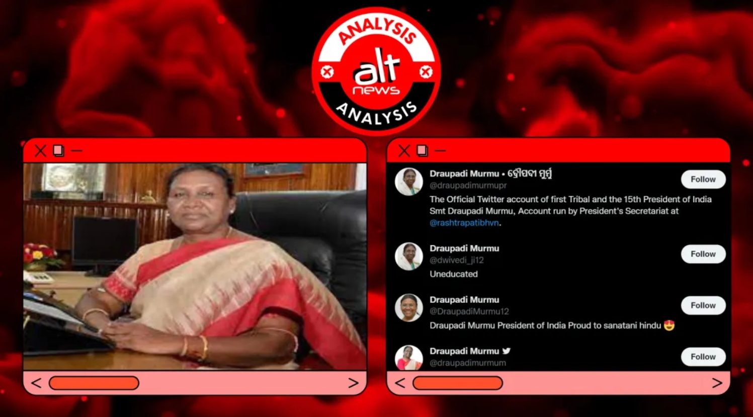 Multiple fake Twitter accounts appear in President Droupadi Murmu's name - Alt News