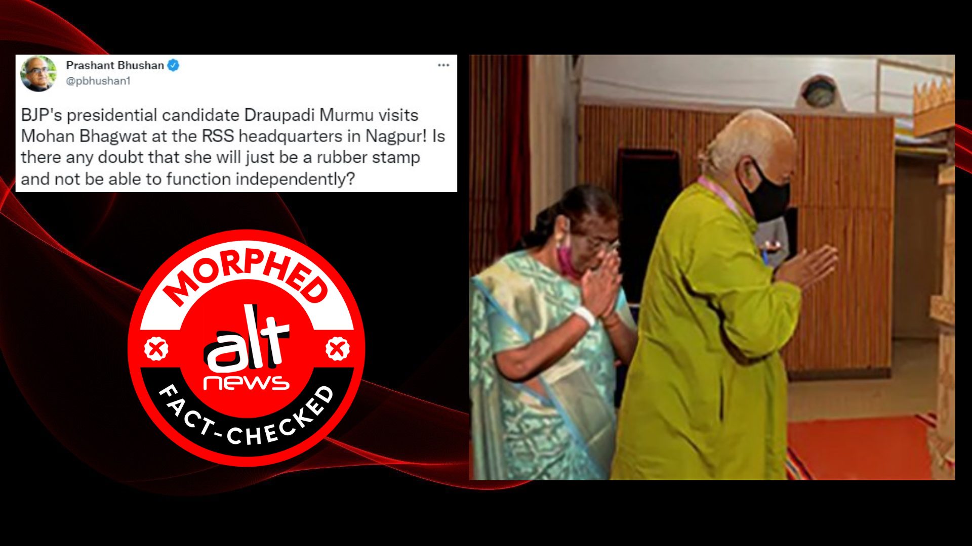 Morphed photo of NDA presidential candidate Droupadi Murmu with Mohan Bhagwat viral - Alt News
