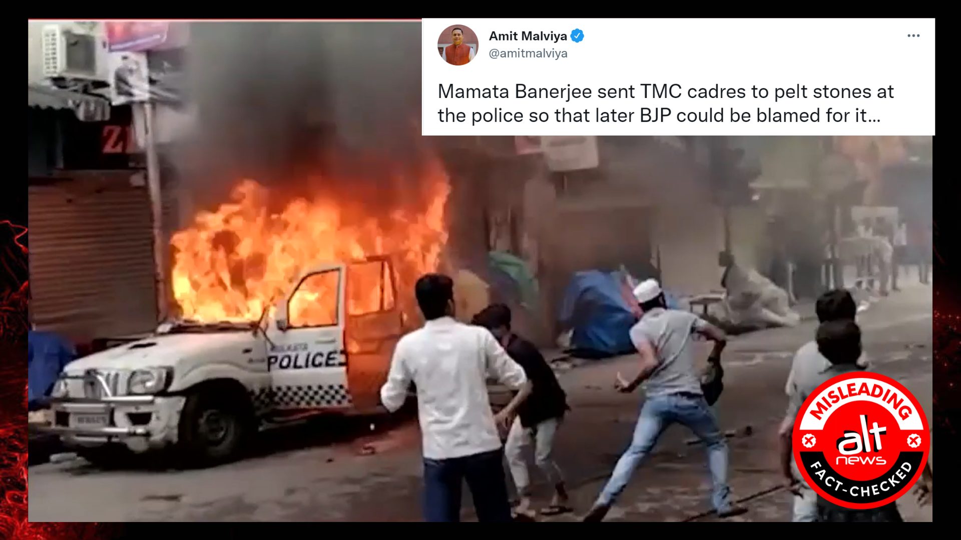 Are 'TMC cadres' seen pelting stones at cops in video shared by BJP leaders after Nabanna march? - Alt News