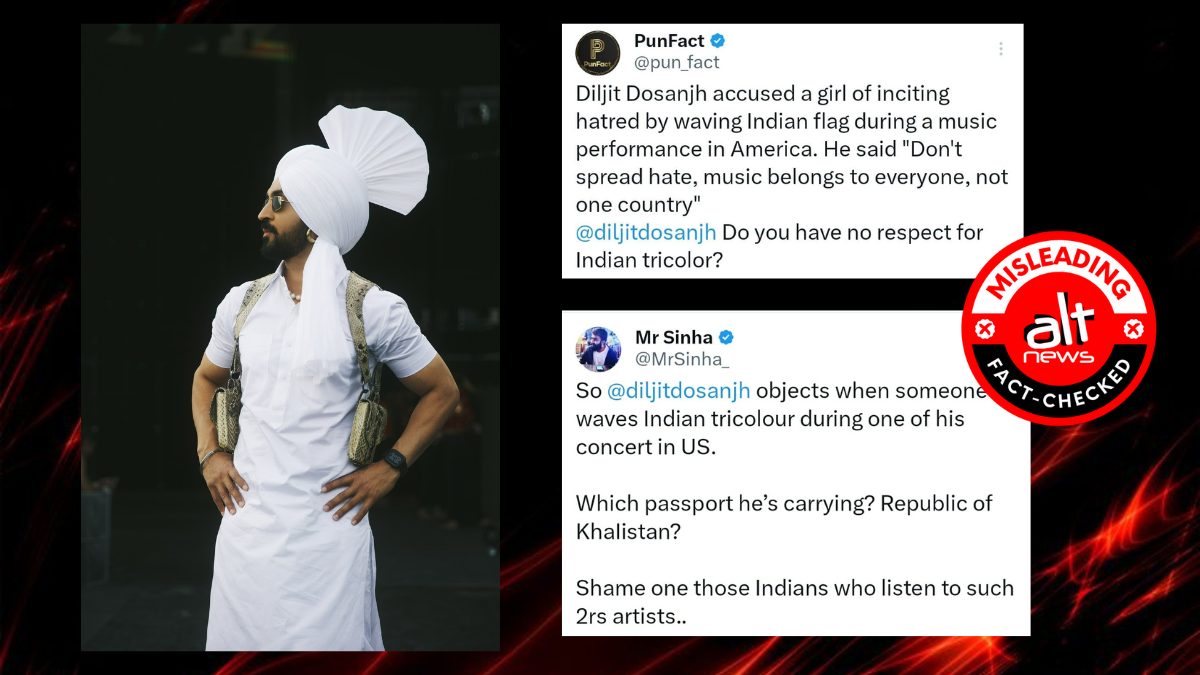 Fact check: Diljit Dosanjh did not object to Indian flag being waved at Coachella - Alt News
