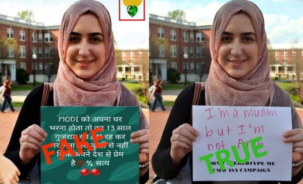 Photoshopped Pic Of A Muslim Woman With A Pro-Modi Placard Revived | BOOM