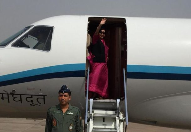 Sushma Swaraj emplanes for South Africa to attend BRICS, IBSA