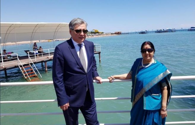 Sushma concludes her visit to Kyrgz, leaves for Tashkent