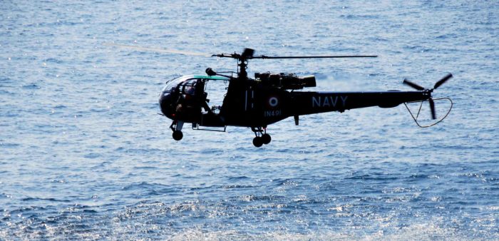 Indian Navy lost Chetak helicopter at sea; crew members safe