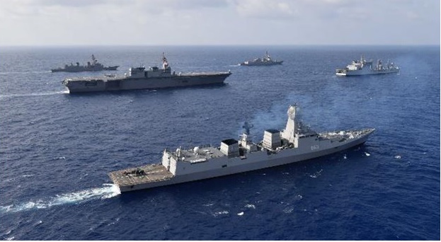INS Kolkata and Shakti undertake Group Sail with Japan, Philippines and the US naval ships