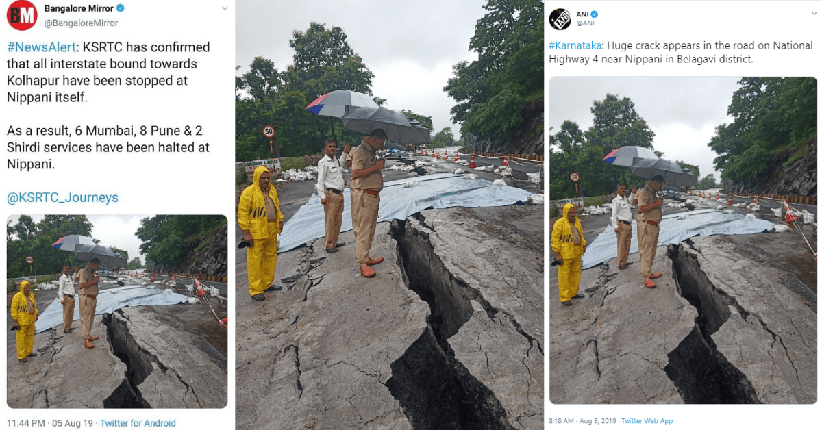 Media shares image of cracked road from Maharashtra as Nippani, Karnataka - Alt News