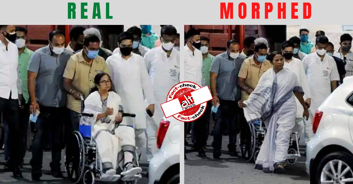 Morphed image shared to claim Mamata Banerjee faked her injury - Alt News