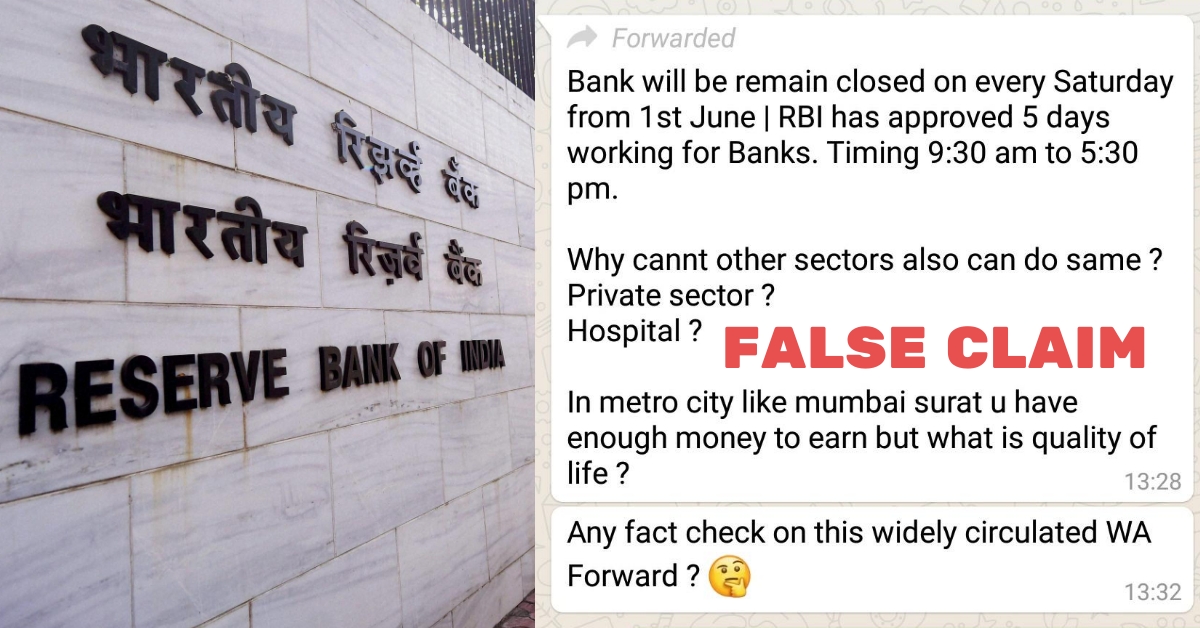 Viral message falsely claims all banks to be closed every Saturday starting June 1st - Alt News