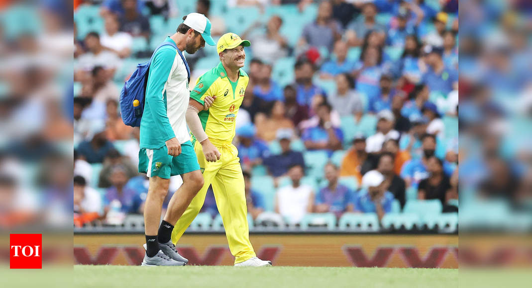 David Warner:  India vs Australia: David Warner injury scare for Australia | Cricket News - Times of India