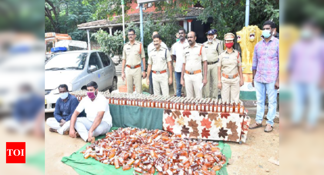 Andhra Pradesh: Chittoor police seize 1,104 liquor bottles smuggled from Karnataka | Vijayawada News - Times of India