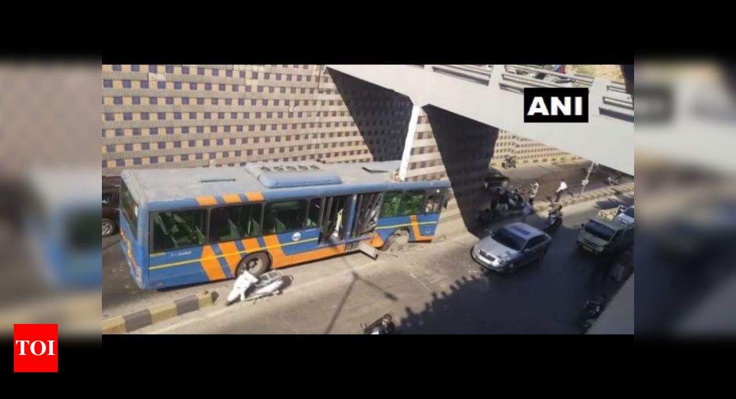Bus collides with Ahmedabad underbridge pillar, splits in two | Ahmedabad News - Times of India