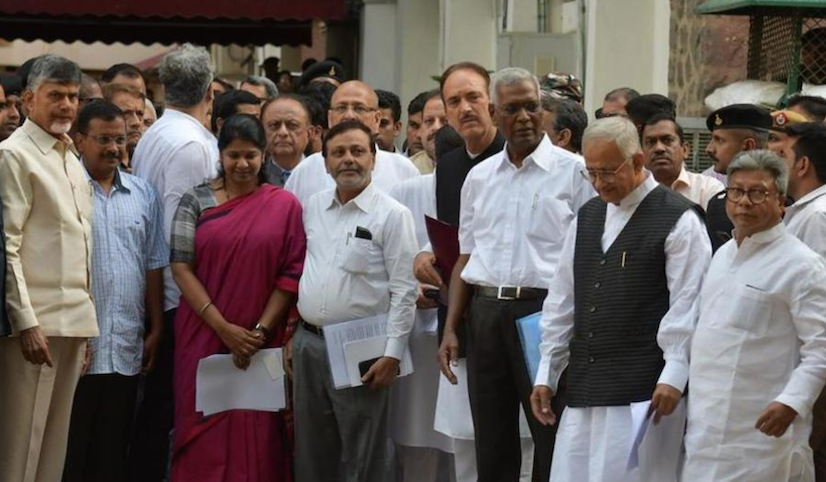 Leaders of 22 opposition parties meet Election Commission to track EVMs