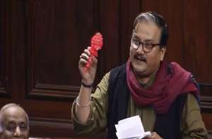 RJD’s Manoj Kumar Jha shows baby rattler in Rajya Sabha, calls EWS quota bill ‘daylight robbery’